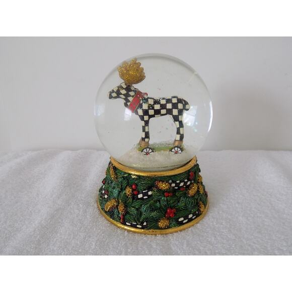 Mackenzie Childs Moose On Parade Snow Globe Musical - Picture 1 of 7